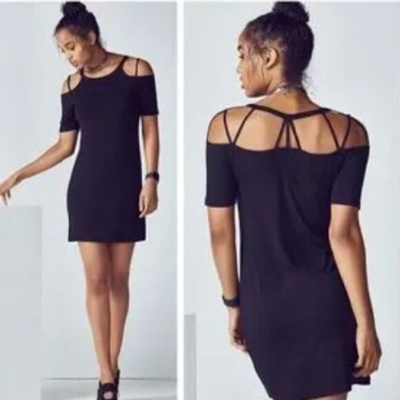 Fabletics Sunburst Black Strappy Mini Dress Small - Picture 1 of 4